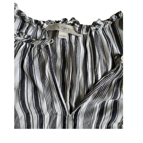 Loft Striped Ruffle Split Neck Shell black and white stripe size XXL - Picture 4 of 6